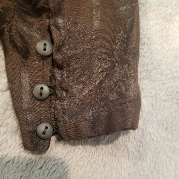 Marsha and Julio for Componix Womens Small Scoop Neck Brown Floral Jacquard Top - Picture 8 of 8